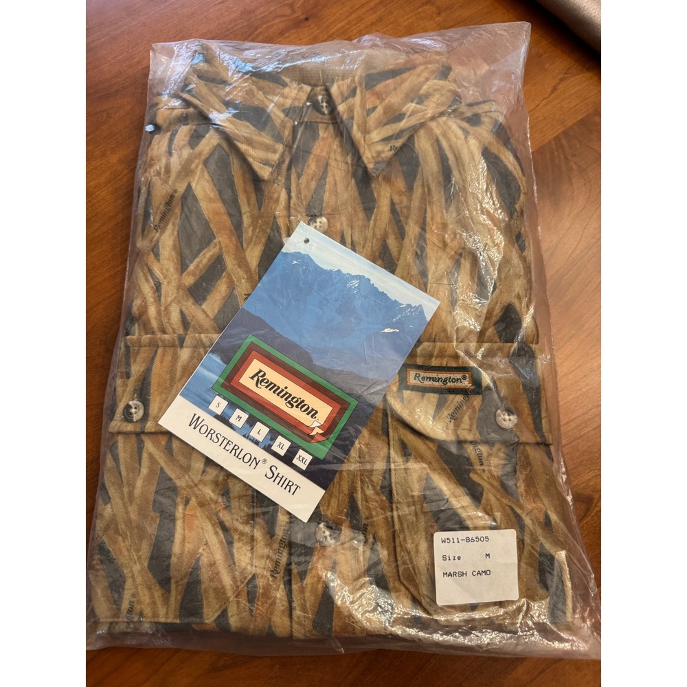Remington Worsterlon Shirt Mens Medium Marsh Camo Hunting Button Down USA W511